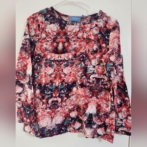 Splendid Vera Wang Pink Multi Floral-Print Long Sleeve Tee